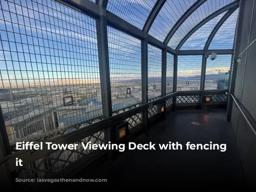 Eiffel Tower Viewing Deck with fencing surrounding it