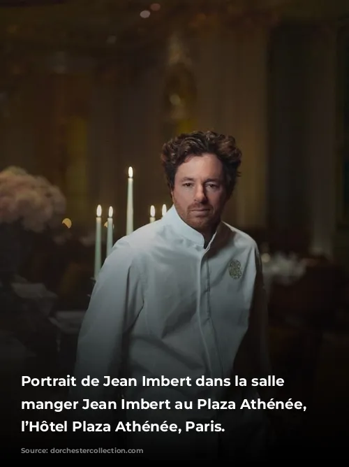 Portrait de Jean Imbert dans la salle à manger Jean Imbert au Plaza Athénée, à l’Hôtel Plaza Athénée, Paris.