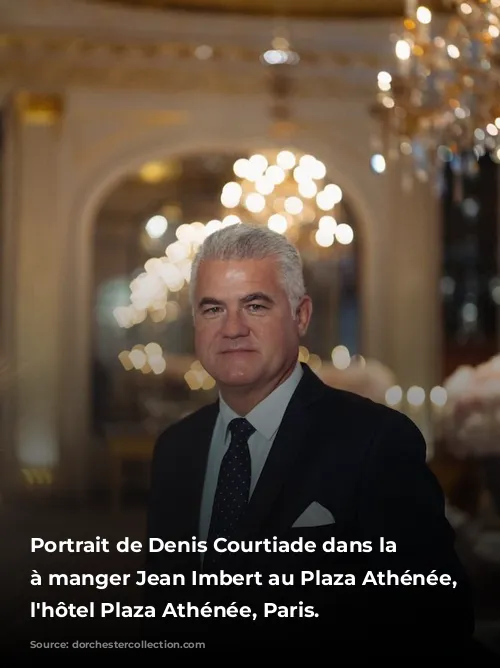 Portrait de Denis Courtiade dans la salle à manger Jean Imbert au Plaza Athénée, à l'hôtel Plaza Athénée, Paris.