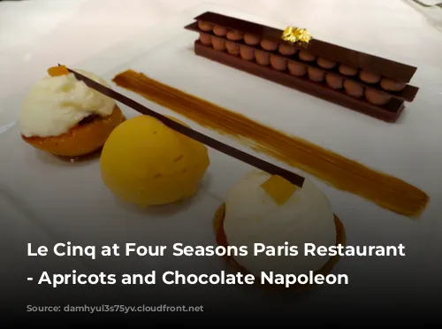 Le Cinq at Four Seasons Paris Restaurant Review - Apricots and Chocolate Napoleon Dessert