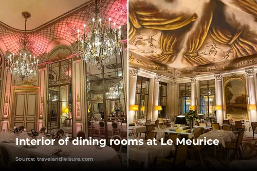 Interior of dining rooms at Le Meurice