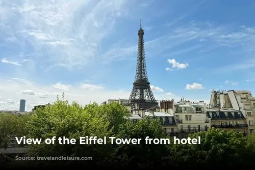 View of the Eiffel Tower from hotel room