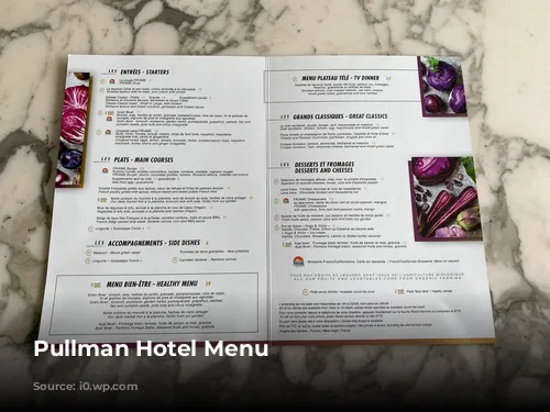 Pullman Hotel Menu