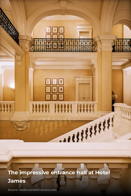 The impressive entrance hall at Hotel Saint James