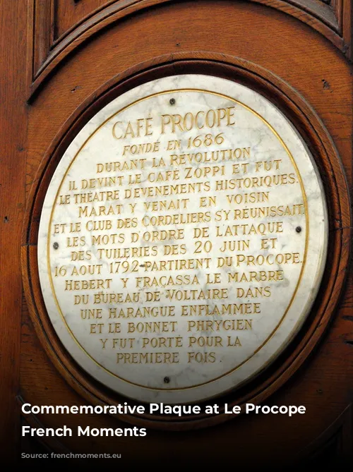 Commemorative Plaque at Le Procope © French Moments