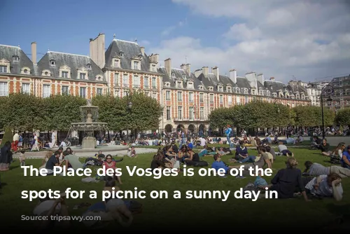 The Place des Vosges is one of the best spots for a picnic on a sunny day in Paris.