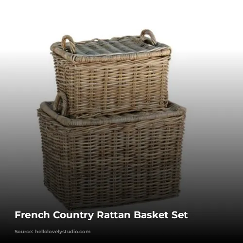 French Country Rattan Basket Set