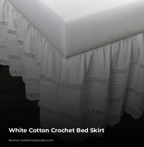 White Cotton Crochet Bed Skirt