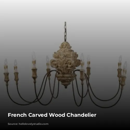 French Carved Wood Chandelier