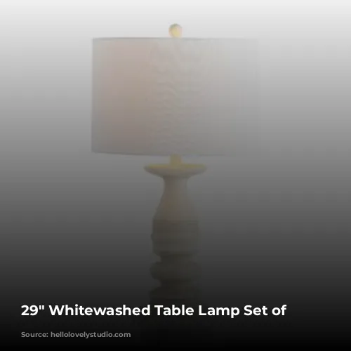 29″ Whitewashed Table Lamp Set of 2