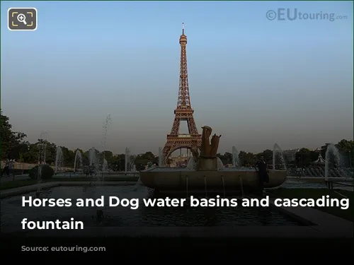 Horses and Dog water basins and cascading water fountain