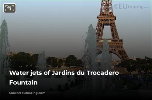 Water jets of Jardins du Trocadero Warsaw Fountain