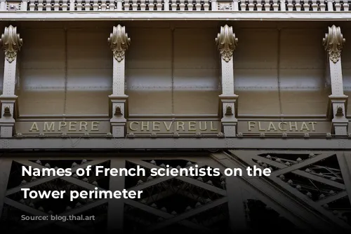 Names of French scientists on the Eiffel Tower perimeter