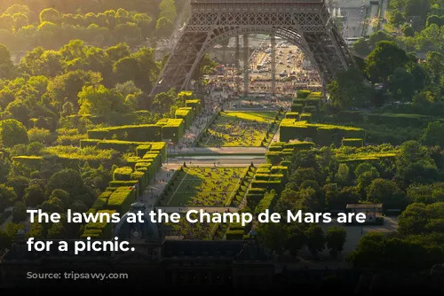 The lawns at the Champ de Mars are ideal for a picnic.