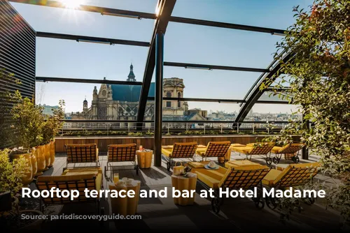 Rooftop terrace and bar at Hotel Madame Reve