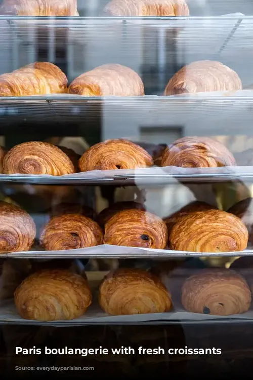 Paris boulangerie with fresh croissants 