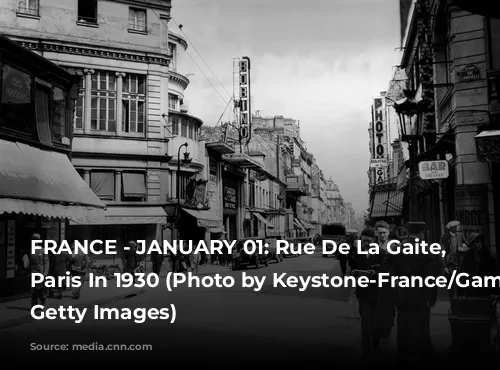 FRANCE - JANUARY 01:  Rue De La Gaite, Montparnasse, Paris In 1930  (Photo by Keystone-France/Gamma-Keystone via Getty Images)