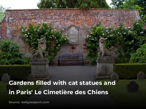 Gardens filled with cat statues and tombstones in Paris' Le Cimetière des Chiens