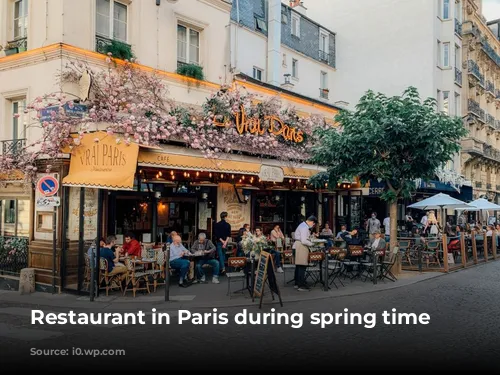 Restaurant in Paris during spring time