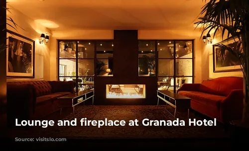 Lounge and fireplace at Granada Hotel