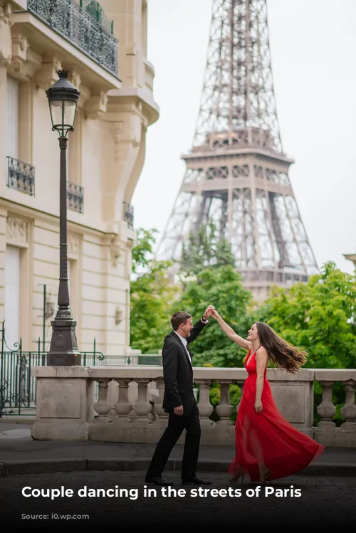 Couple dancing in the streets of Paris