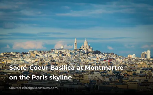 Sacré-Coeur Basilica at Montmartre seen on the Paris skyline