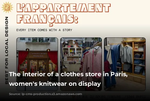 The interior of a clothes store in Paris, with women's knitwear on display