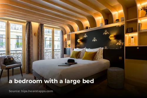 a bedroom with a large bed