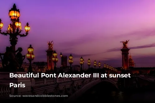 Beautiful Pont Alexander III at sunset in Paris