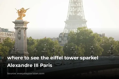 where to see the eiffel tower sparkel Pont Alexandre III Paris