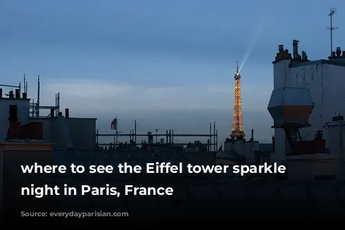 where to see the Eiffel tower sparkle at night in Paris, France 