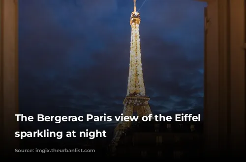 The Bergerac Paris view of the Eiffel Tower sparkling at night