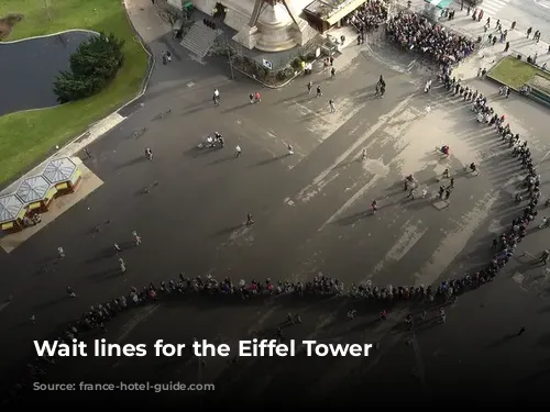 Wait lines for the Eiffel Tower