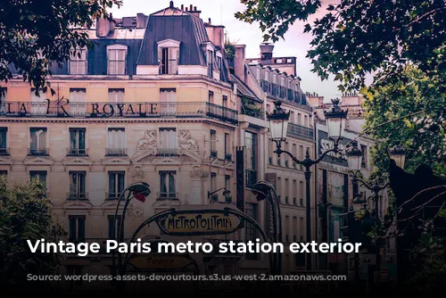 Vintage Paris metro station exterior