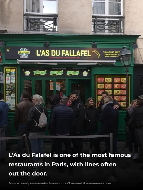 L'As du Falafel is one of the most famous takeout restaurants in Paris, with lines often leading out the door.