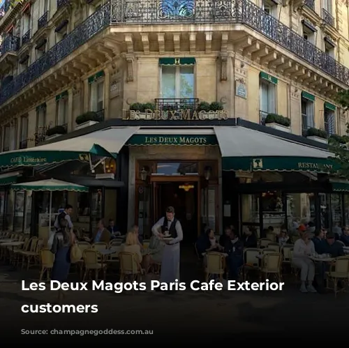 Les Deux Magots Paris Cafe Exterior with customers