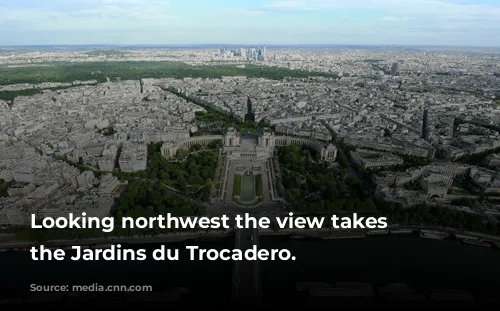 Looking northwest the view takes in the Jardins du Trocadero.