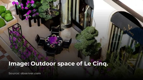 Image: Outdoor space of Le Cinq. 