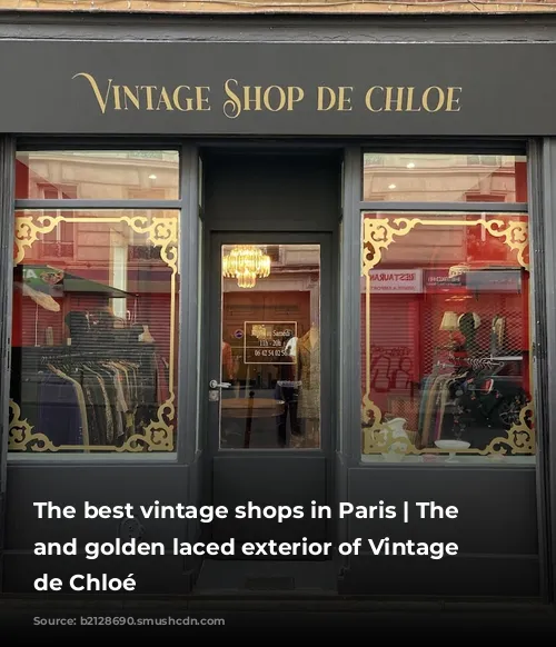 The best vintage shops in Paris | The black and golden laced exterior of Vintage Shop de Chloé