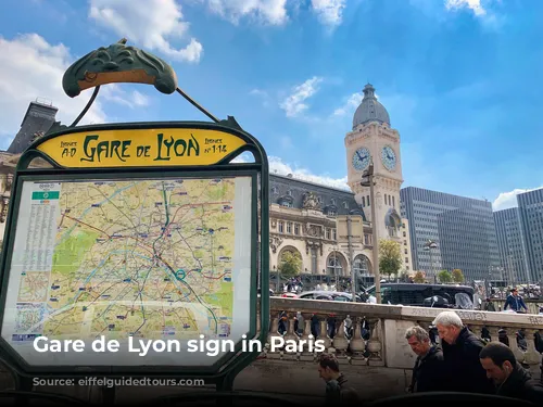 Gare de Lyon sign in Paris