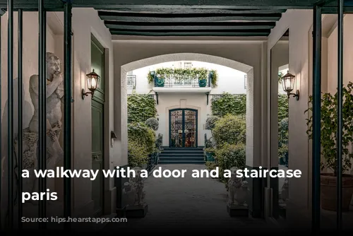 a walkway with a door and a staircase in paris