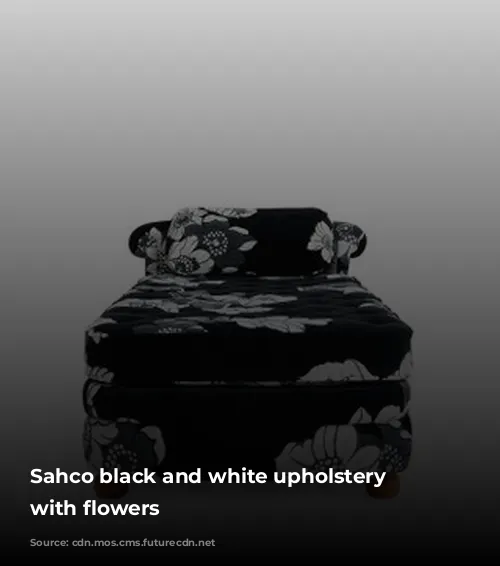 Sahco black and white upholstery textile with flowers