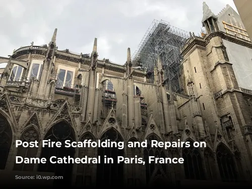 Post Fire Scaffolding and Repairs on Notre Dame Cathedral in Paris, France