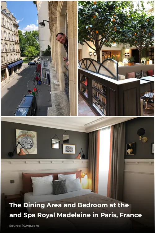 The Dining Area and Bedroom at the Hotel and Spa Royal Madeleine in Paris, France