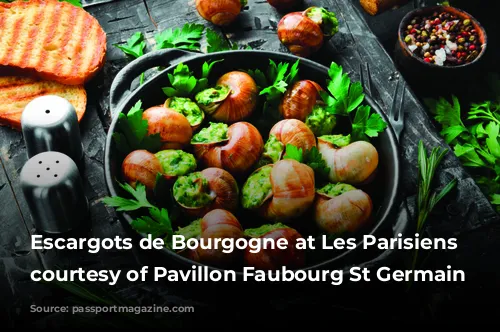 Escargots de Bourgogne at Les Parisiens (Photo courtesy of Pavillon Faubourg St Germain