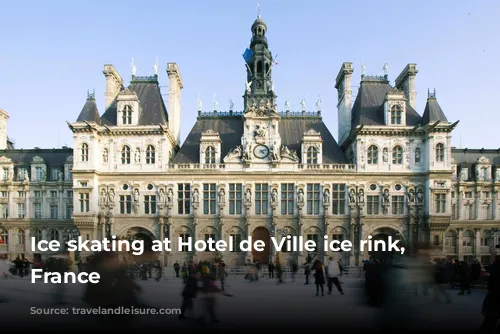 Ice skating at Hotel de Ville ice rink, Paris, France