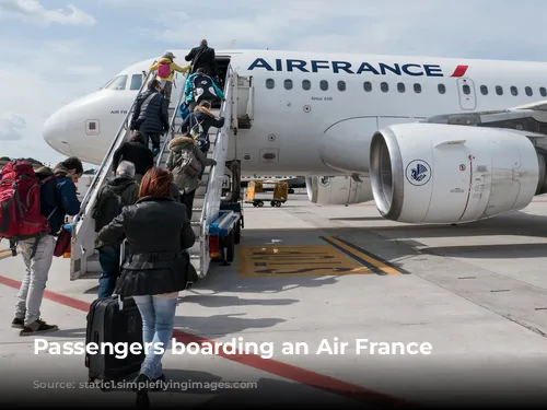 Passengers boarding an Air France Airbus.