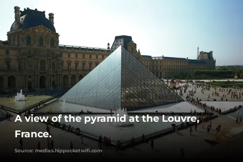 A view of the pyramid at the Louvre, Paris, France.