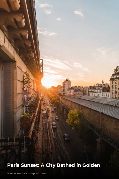 Paris Sunset:  A City Bathed in Golden Light