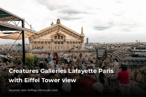 Creatures Galleries Lafayette Paris restaurant with Eiffel Tower view